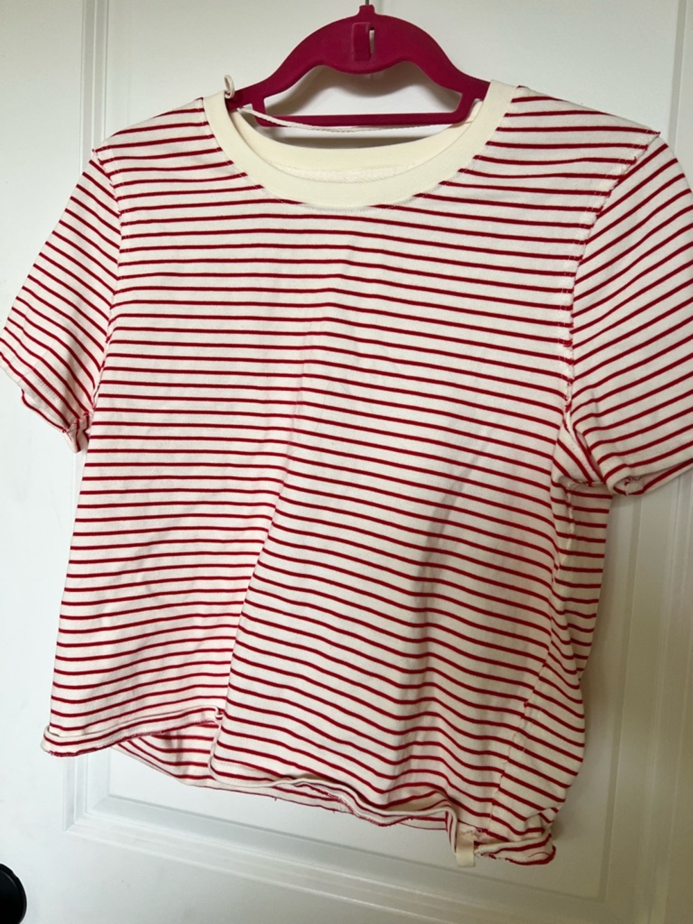 We The Free Red and White Striped Crewneck Tee